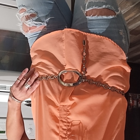 Woman's silver chain belt - Picture 1 of 6